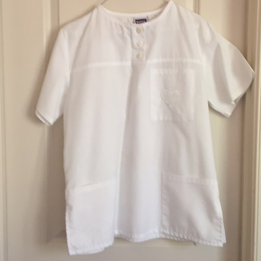 White scrub top